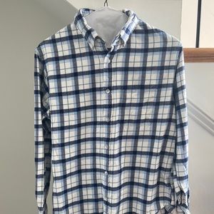 Land’s End Mens Blue Plaid Cotton Button Up